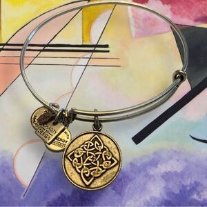 Alex and Ani Silver Celtic Knot Charm Adjustable Bangle Bracelet